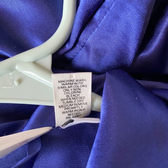 Victorias Secret Royal Blue Maxi Satin Robe White Piping Pockets Women M/L - Picture 5 of 8